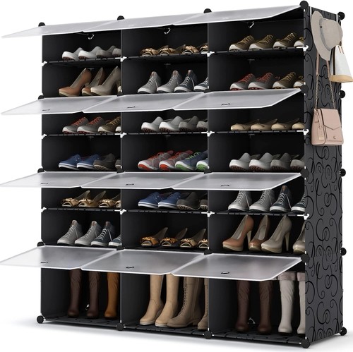 3x7 black shoe rack plastic - black,